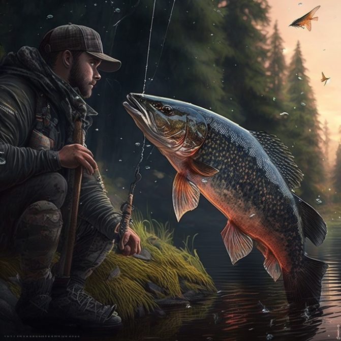 Midjourney Emoji - Fishing Pole and Fish